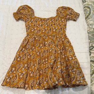 Janie and Jack Mustard Paisley Kids Dress